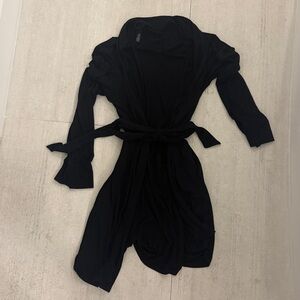 Skims Ribbed Black Long Sleeve Robe